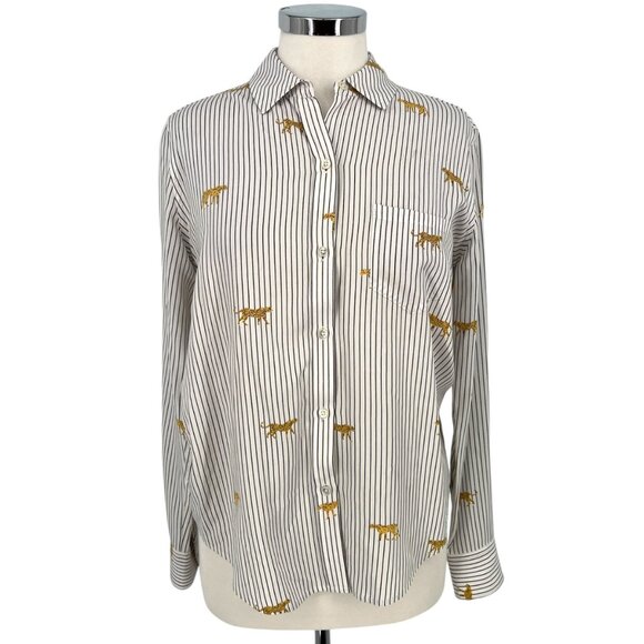 Rails Kathryn Striped Wild Cats Button-Down Shirt White Size Small - Picture 1 of 13